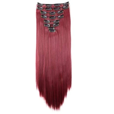 Abbildung von CAISHA XXL 60cm 8 Teile Set CLIP IN EXTENSIONS Haarverlängerung Haarteil Glatt Burgunderrot CES10