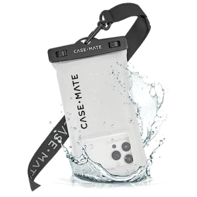 Abbildung von Case Mate IP68 wasserdichte Handytasche/Hülle [Touchscreen kompatibel] Schwimmende Handyhülle mit Umhängeband Grau/Schwarz