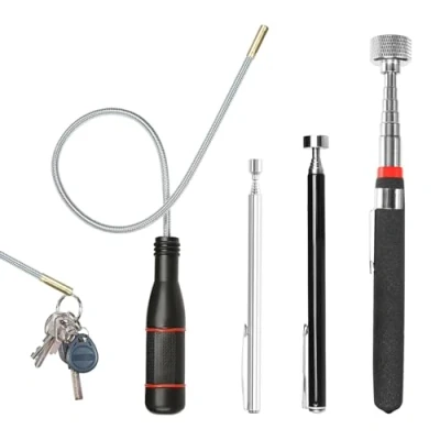 Abbildung von 4 Stück Magnetstab Teleskop, 1.5LB/5LB/10LB Teleskop Magnet 550mm Flexibler Magnetheber Magnetstabgreifer,Teleskopmagnet Stabmagnet Extra Stark für Aufnehmen von kleinen Teilen Autoteilen