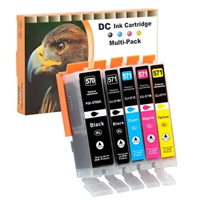 Abbildung von D&amp;C 5X Druckerpatronen Kompatibel für Canon PGI 570 PGI570 CLI 571 CLI570 PIXMA MG5750 MG5751 MG5752 MG5753 MG6800 MG6850 MG6851 MG6852 MG6853 MG7700 MG7750 MG7751 MG7752 MG7753 TS5050