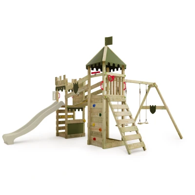 Abbildung von FATMOOSE Spielturm RiverRun Ritterburg Kletterturm mit Schaukel, extrem witterungsbeständig 10 Jahren Garantie*