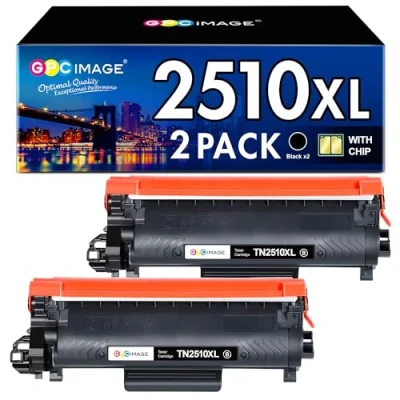 Abbildung von GPC IMAGE TN2510 XL TN 2510XL MFC L2835DW HL L2400DW Toner Kompatibel für Brother 2510 TN2510XL L2400DWE L2800DW DCP L2620DW L2860DWE L2627DW Mit Chip (2er Pack Schwarz)