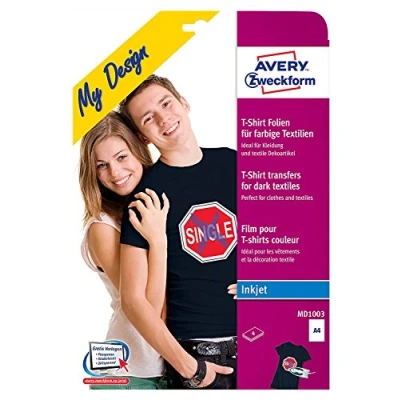 Abbildung von Avery Zweckform Etikettenpapier My Design T Shirt MD1003 Tintenstrahl Textilfolie DIN