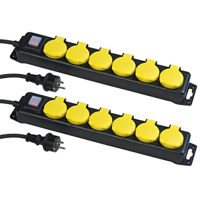 Abbildung von revolt Garten Steckdosenleiste: 2er Set schaltbare 6 Fach Steckdosenleiste, bis 3.680 Watt, IP44 (Steckdosenleiste Wandmontage, Steckdosenleiste außen schaltbar, Elektrokabel)