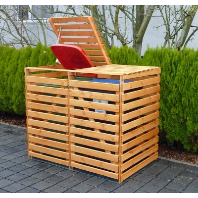 Abbildung von promadino Mülltonnenbox &quot;Vario V&quot;, für 2 x 240 l, braun