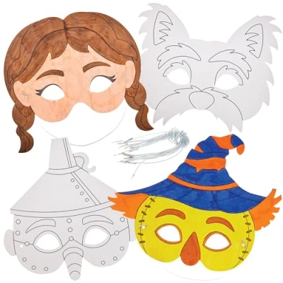 Abbildung von Baker Ross FN188 Zauberer von Oz Ausmalmasken 8er Pack, Faschingskostüme Kunst und Handwerk