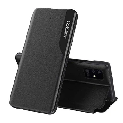 Abbildung von COFI 1453 Eco Leather View Case Buch Tasche Leder Handyhülle Schutzhülle aufklappbare Hülle Standfunktion kompatibel mit Xiaomi Mi 10 Schwarz
