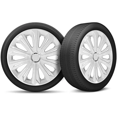 Abbildung von Auto Radkappen Radzierblenden 4er Set passend für alle Stahlfelgen Einstellbarer Sicherungsring 14 Zoll Weiß