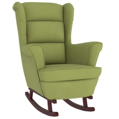Abbildung von vidaXL Schaukelstuhl mit Massivholz Gummibeinen Relaxstuhl Schaukelsessel Schwingsessel Relaxsessel Schwingstuhl Polstersessel Sessel Hellgrün Samt