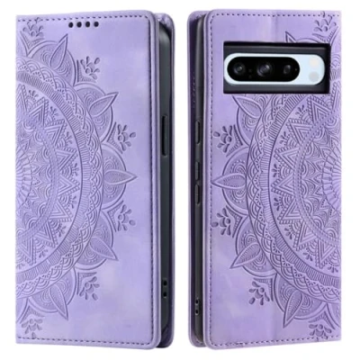 Abbildung von CoverKingz Handyhülle für Google Pixel 9 Pro XL Handytasche mit Kartenfach Klapp Etui Cover Handy Hülle klappbar Motiv Mandala Lila