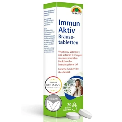 Abbildung von SUNLIFE SUNLIFE® Immun Aktiv Brausetabletten 20 Stk Gesundheit Abwehrkräfte 1 x täglich eine Brausetablette in einem Glas Wasser (250 ml) auflösen und trinken