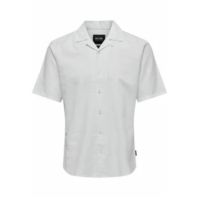 Abbildung von ONLY &amp; SONS Herren ONSCAIDEN SS SOLID Resort Linen NOOS Kurzarmhemd, White, XS