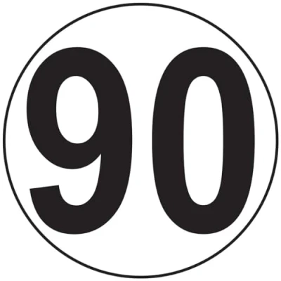 Abbildung von Aufkleber, selbstklebend, Motiv Macaron, Geschwindigkeitsbegrenzung, Reisebusse, Traktor, schwer, LKW, 90 km/h, 20 cm Durchmesser