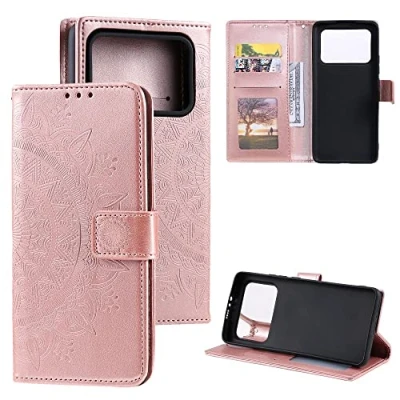 Abbildung von CoverKingz Handyhülle kompatibel mit Xiaomi Mi 11 Ultra Handytasche Kartenfach Klapphülle Case Handy Hülle klappbar Motiv Mandala Rosegold