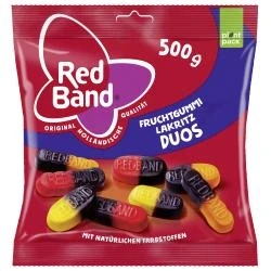 Abbildung von 12 Beutel a 500g Red Band Fruchtgummi Duos Redband Lakritz