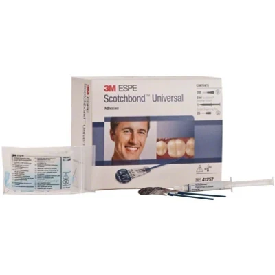 Abbildung von Scotchbond Universal Adhäsiv L Pop Bulkpack 200 Pop, 3 ml Spritze, 25 Applikationskanülen, 7 Step by Karten, 1 Gebrauchsanleitung