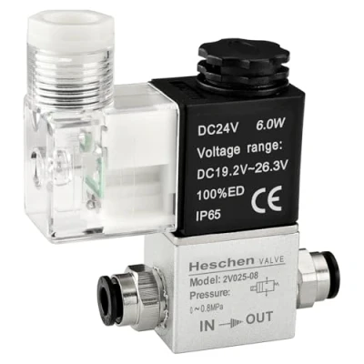 Abbildung von Heschen Elektrisches Pneumatisches Magnetventil 2V025 08 24VDC PT1/4 2/2 Wege Normally Closed CE IP65
