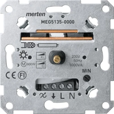 Abbildung von Schneider Electric Merten MEG5135 0000 Dimmschalter, Drehdimmer Einsatz für induktive Last Glühlampen Halogenlampen 60 1000 VA, Unterputz, Phasenanschnitt, Made in Germany