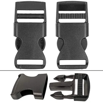 Abbildung von Steckschnallen für 20 mm breite Gurtbänder, 2 Stück, in Schwarz, aus Hartplastik, Klickverschluss, Ersatz Steckverschluss, Schnalle Reparatur, Rucksack Gurtschnalle, Steckschließe Gurt