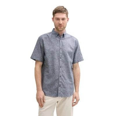 Abbildung von TOM Tailor Printed Hemd, Herren, Größe: Medium, Navy chambray dot design