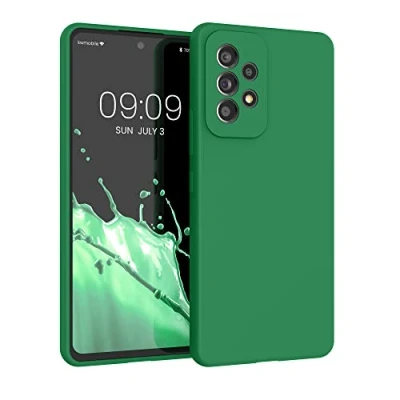 Abbildung von kwmobile Hülle kompatibel mit Samsung Galaxy A53 5G Silikon Handy Case Handyhülle weiche Oberfläche kabelloses Laden Pixie Green