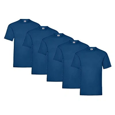 Abbildung von Fruit of the Loom 5er Pack T Shirts, 5X Navy + 1 HL Kauf Notizblock, Größe S