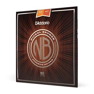 Abbildung von D&#039;Addario Gitarrensaiten Akustikgitarre Westerngitarre Acoustic Guitar Strings NB1047 Nickel Bronze Akustik Gitarre Saiten (Extra Light, 10 47)