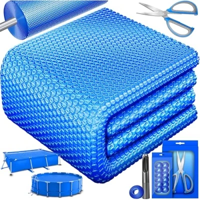 Abbildung von KESSER® Pool Solarabdeckplane Rund Ø 488 cm Solar Folie 120 µm Solarabdeckung Solarplane zuschneidbar Poolheizung Wassererwärmung Wärmeplane Poolsolarplane mit 1x Lochzange &amp; 12x Ösen