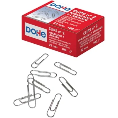 Abbildung von Dohe Vernickelte Büroklammern (1000 Stück) Nr. 2, 32 mm Bürobedarf