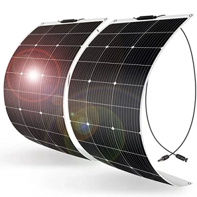 Abbildung von DOKIO 2 * 100W Solarpanel Flexibel 200W 12V Monokristalline Solarmodule ideal für Wohnmobil, Camping, Gartenhaus