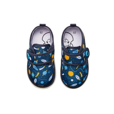 Abbildung von Dedoles Hausschuhe Damen Herren &amp; Kinder Memory Foam viele lustige Designs Einhorn Musik Regenbogen Comics Spiele Geschenk, Farbe: Blau, Motiv: Rakete und Raumfahrt, Gr. 23