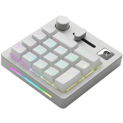 Abbildung von Glorious Gaming GMMK Macro Numpad mit Kabel oder Bluetooth, Aluminium, anpassbar, programmierbarer Regler &amp; Knopf, tastenweise RGB Beleuchtung, lineare Schalter, 18x Doubleshot ABS Kappen EIS