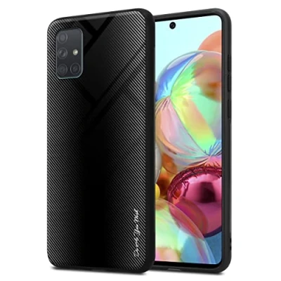 Abbildung von Cadorabo Hülle kompatibel mit Samsung Galaxy A71 4G Schutzhülle TPU Silikon Case Glas Slim Kratzfest Weiche Gummi Rundumschutz für in Schwarz