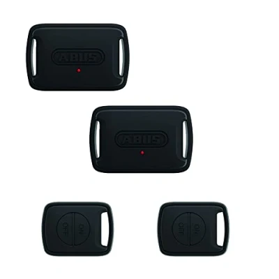 Abbildung von ABUS Alarmbox RC 2er Set Mobile Alarmanlage + Fernbedienung zum Aktivieren und Deaktivieren sichert Fahrräder, Kinderwagen, E Scooter intelligenter 100 dB Alarm