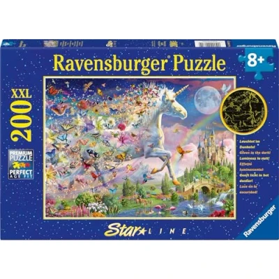 Abbildung von Ravensburger Puzzle Star Line, Leuchtendes Schmetterlingseinhorn, 200 Puzzleteile, Made in Germany, FSC® schützt Wald weltweit