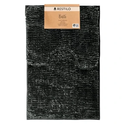 Abbildung von RESTILO Badematte Toilettenmatte Set 50x80 40x50 cm Badteppiche Badvorleger rutschfest Bati Anthrazit