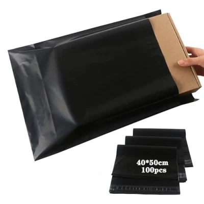 Abbildung von newlng Plastik Versandtaschen 400 x 500mm 100pcs Versandbeutel Warenbeutel Blickdicht und Reißfest Selbstklebende für Kleidung Waren Textil Logistik Verpackung Transporttaschen Schwarz