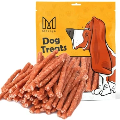 Abbildung von MERSJO Hundeleckerli 83% Hoher Fleischanteil, Keine Zusatzstoffe, Getreide und Zuckerfrei, Leckereien für Hunde zur täglichen Ergänzung, Natürliche Kauhilfe, Ente Reis Kabanos, 500g