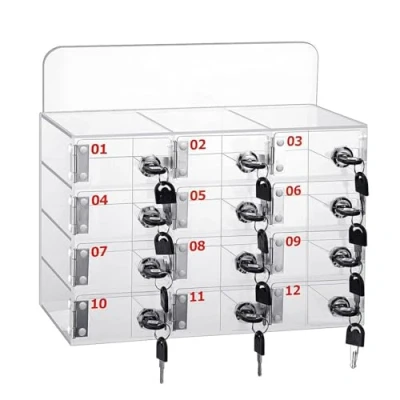 Abbildung von LVRUIEDS Handyaufbewahrung, Persönliche Aufbewahrungsbox Mit 12/15/20/25/30/40 Steckplätzen, Transparentes Handyschließfach Schloss, Desktop Handy Aufbewahrungsschrank Für Mitarbeiter(12 Slots)