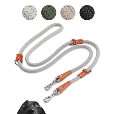 Abbildung von PiuPet® Hundeleine 2m I 3 Fach längenverstellbar Leine große &amp; kleine Hunde Mittelgroße Hund (Grau)