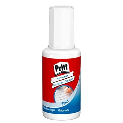 Abbildung von Pritt Correction Fluid, deckt sauber ohne zu verschmieren, schnell trocknendes Flüssig Korrekturmittel, zum Korrigieren einzelner Buchstaben, ganzer Wörter und Zeilen
