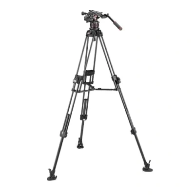 Abbildung von Manfrotto, Fluid Videokopf Nitrotech 612 Fast Twin Videostativ 645, Tripod aus Carbon, Stativ Profi Kit DSLR, Kamerastativ für Digitalkamera, Camcorder, Videofilmer, Traglast 18 kg