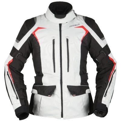 Abbildung von Modeka Motorradjacke Elaya Lady Textiljacke Damen hellgrau / schwarz 36