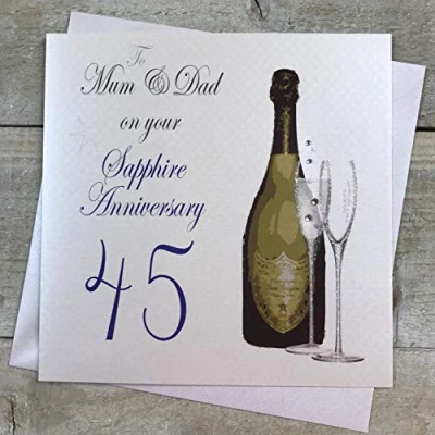Abbildung von White Cotton Cards A45 M&quot;To My Mum and Dad On Your Saphir Jahrestag 114,3 cm handgefertigt 45. Karte