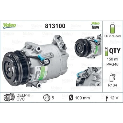 Abbildung von VALEO 813100 Kompressor CVC 12 PAG 125 R 134a mit Kompressoröl NEW ORIGINAL PART MERCEDES BENZ: C Klasse Limousine, T modell
