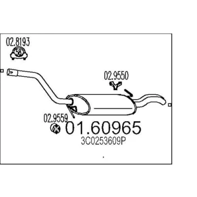 Abbildung von MTS 01.60965 Endschalldämpfer 1020 VOLKSWAGEN: Passat CC, B6 Variant, Limousine