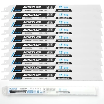 Abbildung von MUOZLOP 10 Pack 12 inch Säbelsägeblätter Set，14/18 TPI Sägeblätter für Säbelsäge，für Holz/Metall (10, 14/18TPI 300mm)