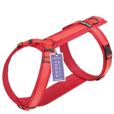 Abbildung von STUCH Hundegeschirr verstellbares Nylon Geschirr gepolstert Für kleine, mittlere und große Hunde (Rot, XS)