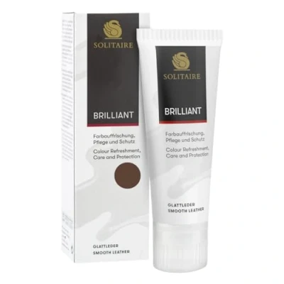 Abbildung von SOLITAIRE Brilliant Schuhcreme Farbe: Dunkelbraun, mit Farbauffrischung für Glattleder und Intensive Pflege leichte Imprägnierung Schuhe, Taschen, Kleidung, Schwammaufträger, 75ml
