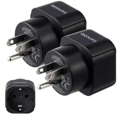 Abbildung von kwmobile 2er Set Reise Adapter USA Deutschland Stecker Steckdosenadapter Japan für Kanada Schwarz
